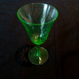 Vaseline Green Glass Wine Goblet